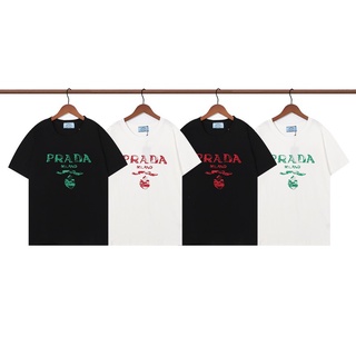 [100% Cotton] Pra&amp;a เสื้อยืดแขนสั้น ผ้าฝ้าย ปักลายตัวอักษร พลัสไซซ์ สไตล์คลาสสิก สําหรับผู้ชาย และผู้หญิง