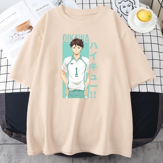 เสื้อยืดผ้าฝ้ายพิมพ์ลาย เสื้อยืด ทรงหลวม พิมพ์ลายการ์ตูนอนิเมะ Haikyuu Tooru Oikawa สไตล์ฮิปฮอป