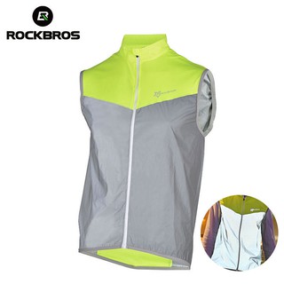 Rockbros เสื้อแขนกุด สะท้อนแสง กันลม เพื่อความปลอดภัย สําหรับขี่จักรยาน เล่นกีฬากลางแจ้ง