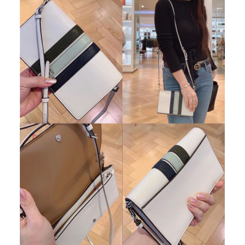 สด-ผ่อน-กระเป๋าสะพายสีขาว-coach-2632-anna-foldover-crossbody-clutch-with-varsity-stripe