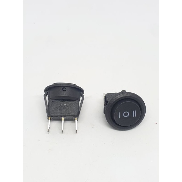 ราคาและรีวิวแพ็ค 2ตัว Push Switch สวิตซ์ 3ขา 3ทาง KCD1-2 6A 250V 16mm (กลม)