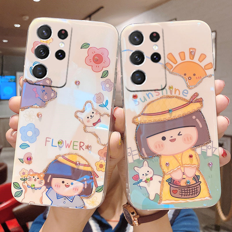 พร้อมส่ง-เคสโทรศัพท์มือถือนิ่ม-ลายดอกไม้-ประดับพลอยเทียม-วิบวับ-สําหรับ-samsung-galaxy-s23-ultra-5g-s23-a14-a34-a54-s22-plus-s22-s21-s21-ultra