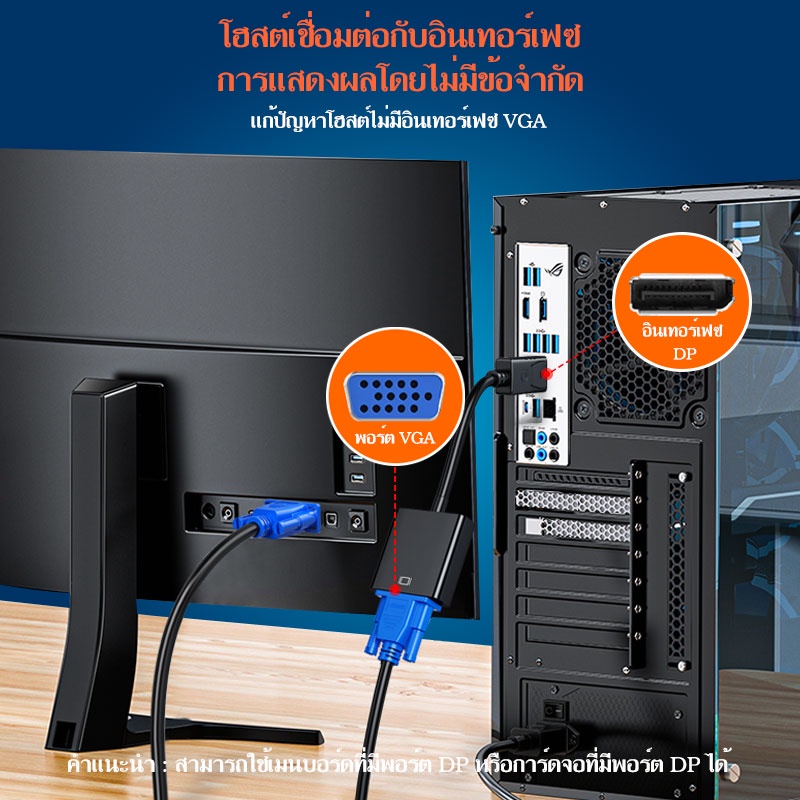 ภาพสินค้าแปลง Display Port to VGA Converter Adapter (DP Port to VGA) A-049 จากร้าน kaixinshop88 บน Shopee ภาพที่ 2