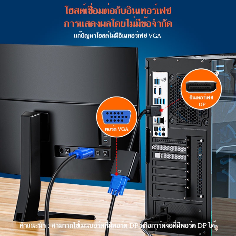แปลง Display Port to VGA Converter Adapter (DP Port to VGA)#A-049 ...