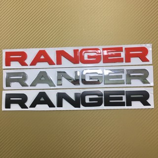 โลโก้* RANGER ติดฝากระโปรงหน้า FORD ขนาด* 35x3.2cm ตัวอักษรแยก มีสามสี /เงิน/แดง/ดำ/ ราคาต่อชิ้น