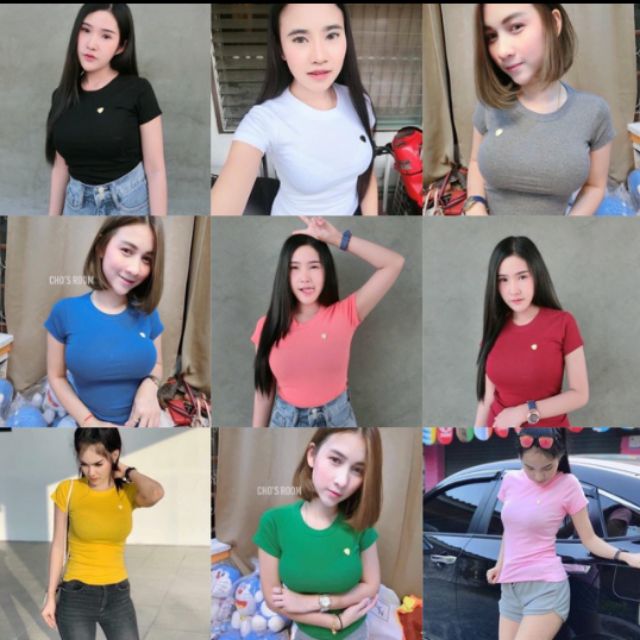 เสื้อยืดทรงรัดรูป-ผ้าไม่ต้องรีด-ขายดีที่สุด