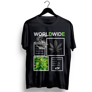 cannabisworldwideเสื้อยืดคุณภาพดีcotton100