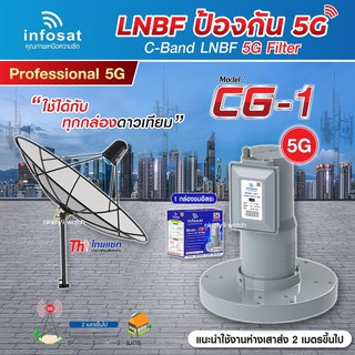 Thaisat C-Band 1.5M (ขาตรงตั้งพื้น) + infosat LNB 1จุด รุ่น CG-1 (5G) ตัดสัญญาณรบกวน