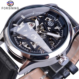 Forsining New Hot Sale Skeleton Watch Hollow Mechanical Hand Wind Men Luxury Male Business Leather Strap Wrist Relogio D