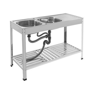 Sink stand SINK STANDING 2B1D DYN FS-12050JT SS Sink device Kitchen equipment อ่างล้างจานขาตั้ง ซิงค์ขาตั้ง 2หลุม 1ที่พั