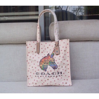 Coach Rainbow Unicorn-Print Canvas Tote NWT!