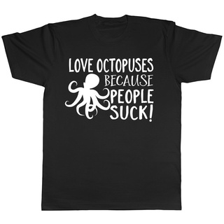 เสื้อยืดสีขาว /หน้าแรกยอดนิยมบางเสื้อยืดเย็น Octopuses เพราะคน Sucks ปลาหมึก 100% ฝ้ายวาเลนไทน์! ygz
