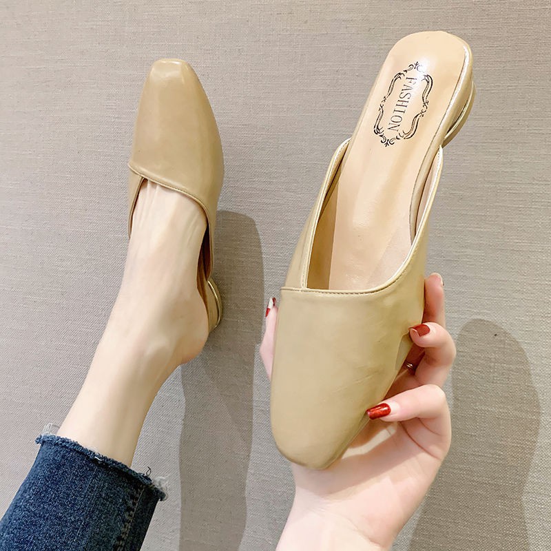 hot-sale-รองเท้าแตะครึ่งส้นหนาหญิง-2020-ฤดูใบไม้ผลิใหม่สวมใส่ด้านนอกสุทธิรองเท้าแตะสีแดงทรงสี่เหลี่ยมนิ้วเท้าส้นสูง