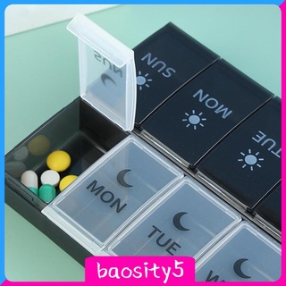 14 Compartment Pill Organizer 7 Days Pocket Case Portable for Travel Camping