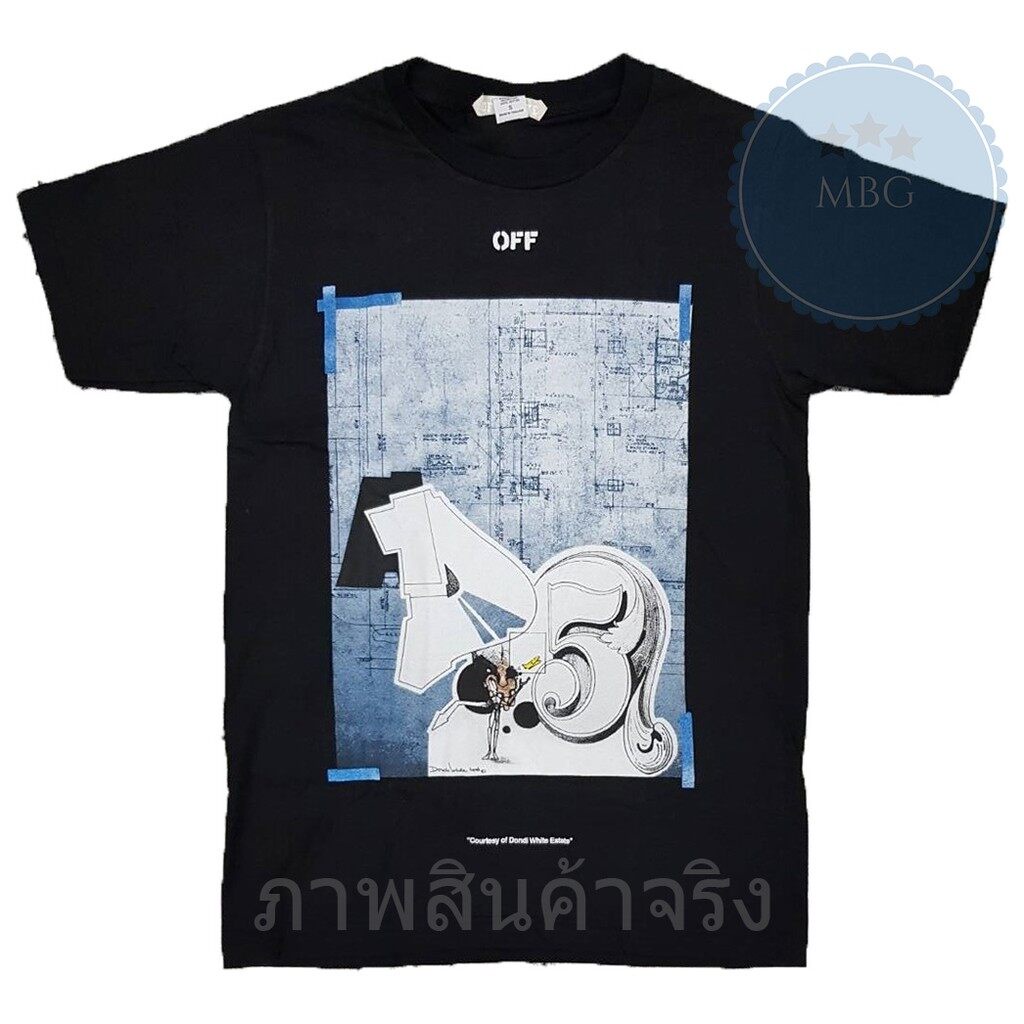 เสื้อยืด-คอกลม-แขนสั้น-แฟชั่น-ออฟไวท์-off-white-impressionism-arrow-ลูกศร-ลายพิมพ์เขียว