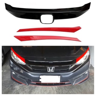 กระจังหน้า Honda Civic FC,FK (1ชุด มี 3ชิ้น) ดำ-แดง