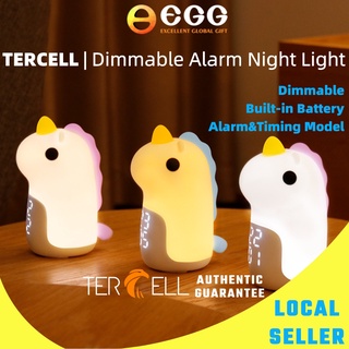 Tercell Night Light Alarm โคมไฟนาฬิกาปลุกแบบชาร์จไฟพร้อมไฟหรี่แสงได้สําหรับห้องนอนเด็กทารก Cute design Gift for kids