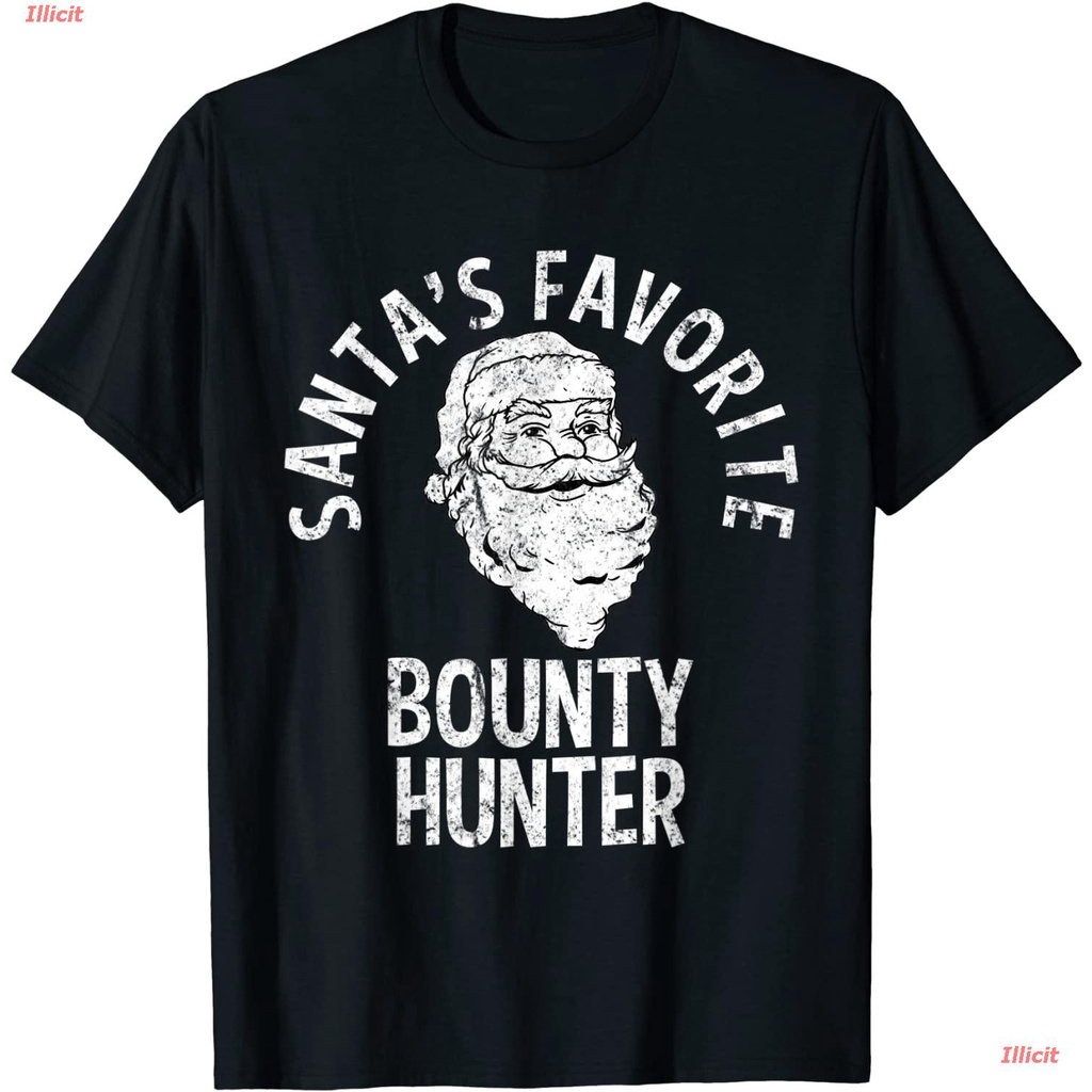 illicit-bounty-hunterเสื้อยืดลำลอง-santas-favorite-bounty-hunter-christmas-t-shirt-bounty-hunter-short-sleeve-t-shirts