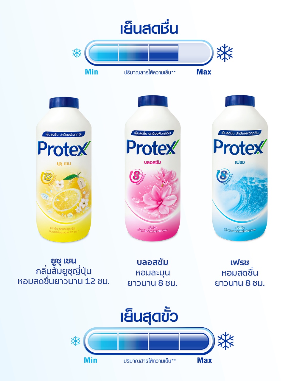 ภาพอธิบายเพิ่มเติมของ Protex โพรเทคส์ บลอสซั่ม 280 ก. รวม 2 ขวด ช่วยให้รู้สึกเย็นสดชื่น (แป้งเย็น) Protex Talcum Powder Blossom 280g total 2 bottles