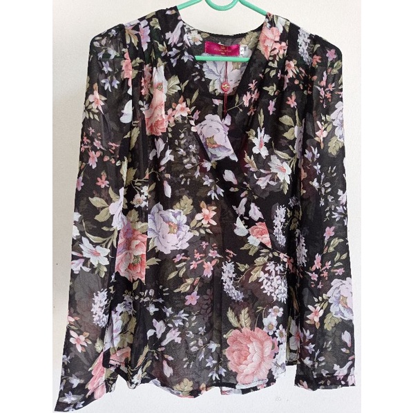รหัสส108-เสื้อ-อก-38นิ้ว-สีดำพิมพ์ลาย-ผ้าชีฟอง