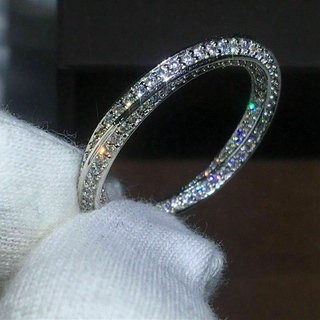 แหวนเงินแท้ 925 สีขาว 5 A Cubic Zirconia แหวนแต่งงาน