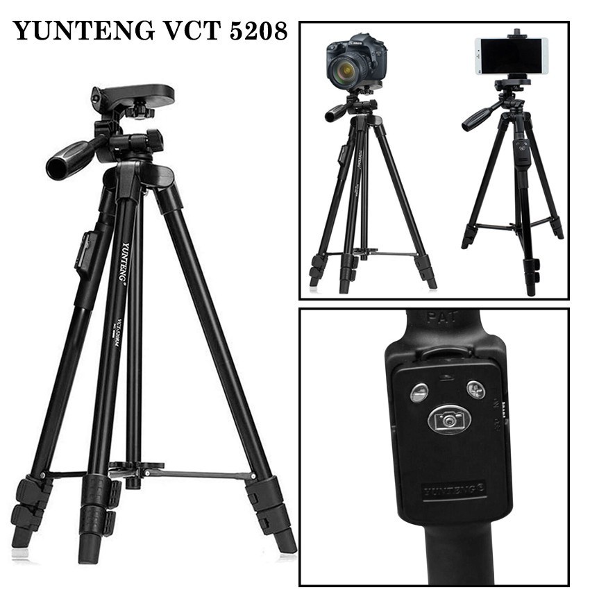 ภาพสินค้า(ของแท้100%) YUNTENG ชุด ขาตั้งกล้อง พร้อมรีโมทบลูทูธ รุ่น VCT-5208 / vct-5208L / vct-3286 จากร้าน op_tech บน Shopee ภาพที่ 1