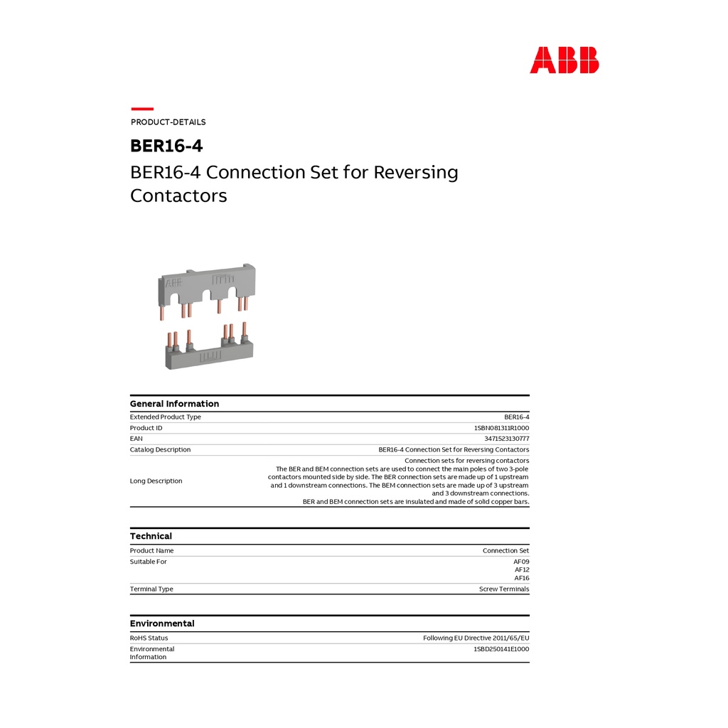 abb-ber16-4-connection-set-for-reversing-contactors-รหัส-ber16-4-l-1sbn081311r1000-เอบีบี-acb-official-store