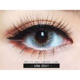 Arm Gray (1) Pretty Doll บิ๊กอาย สีเทา เทา ขอบฟุ้ง สายฝอ คอนแทคเลนส์ Bigeyes Contact Lens ค่าสายตา สายตาปกติ สายตาสั้น