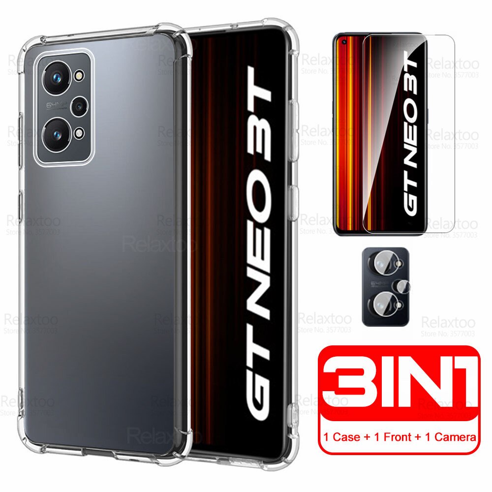 3in1 กระจกกันรอยกล้อง + เคส TPU นิ่ม แบบใส สําหรับ Realme GT Neo 3T ...