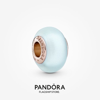 Pandora ชาร์มแก้วมัราโน่ เนื้อแมตต์ ลายดอกกุหลาบ สีฟ้า ของขวัญวันเกิด สําหรับสุภาพสตรี p825