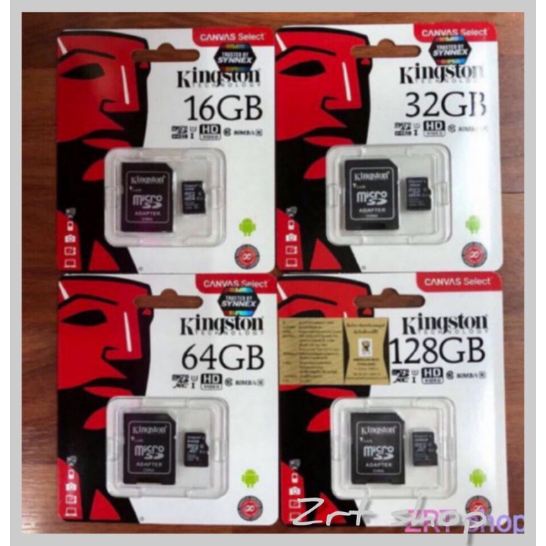 ภาพหน้าปกสินค้า(ZRTshop Kingston Micro SD Card Class10 ขนาดความจำ 16GB, 32 GB /64 GB with Adapter แท้100% ช่วยเพิ่มพื้นที่จัดเก็บข้อมูล