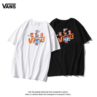 Vans เสื้อยืดแขนสั้น ผ้าฝ้ายแท้ ทรงหลวม สําหรับคู่รัก