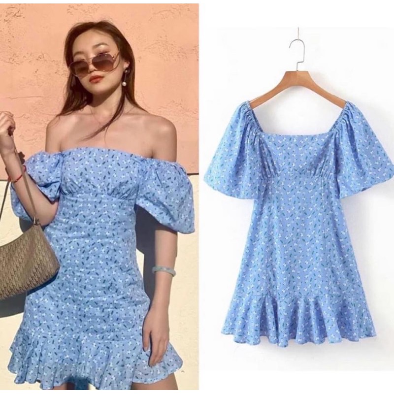 minidress-เดรสสั้นฟ้า-มีซับในตัว-ใส่ได้ทั้งเปิดไหล่และปิดไหล่-จะใส่แบบไหนก็น่ารัก