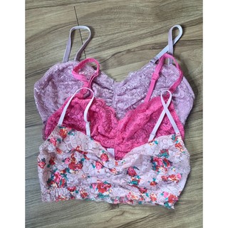 bralette บราลูกไม้ สีชมพู แบรนด์แท้ USA