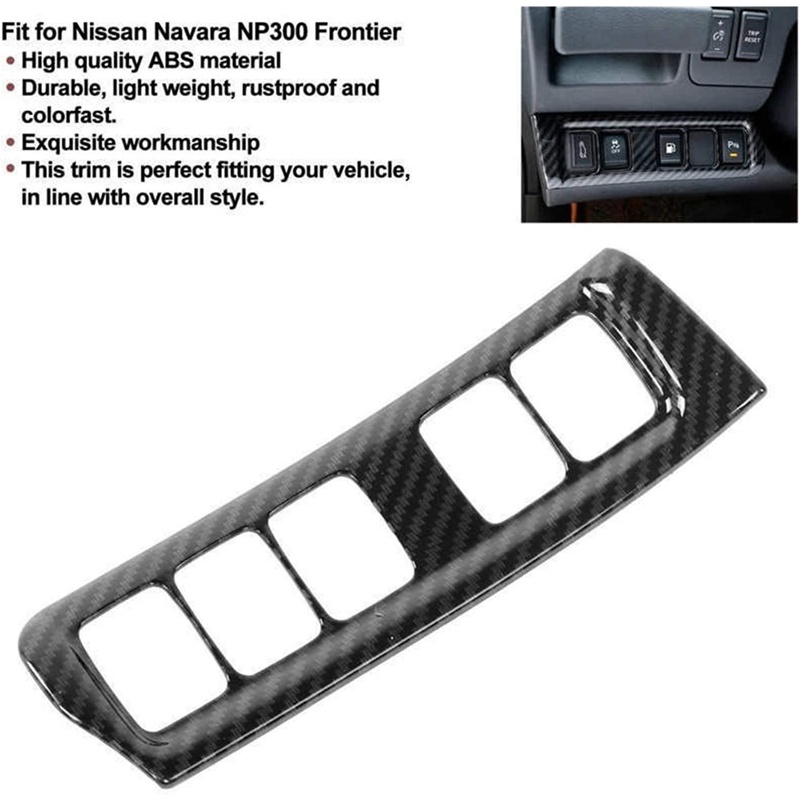 ฝาครอบปุ่มสวิตช์ไฟหน้ารถยนต์-คาร์บอนไฟเบอร์-สําหรับ-nissan-navara-np300-2016-2021