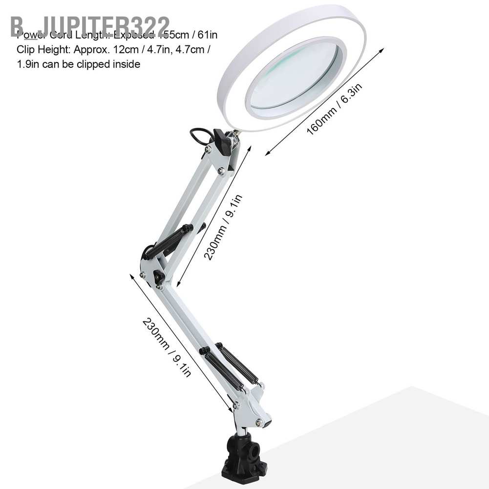 b-jupiter322-โคมไฟตั้งโต๊ะ-led-แว่นขยาย-5-เท่า-แบบคลิปหนีบ-สําหรับตกแต่งเล็บ-สีขาว