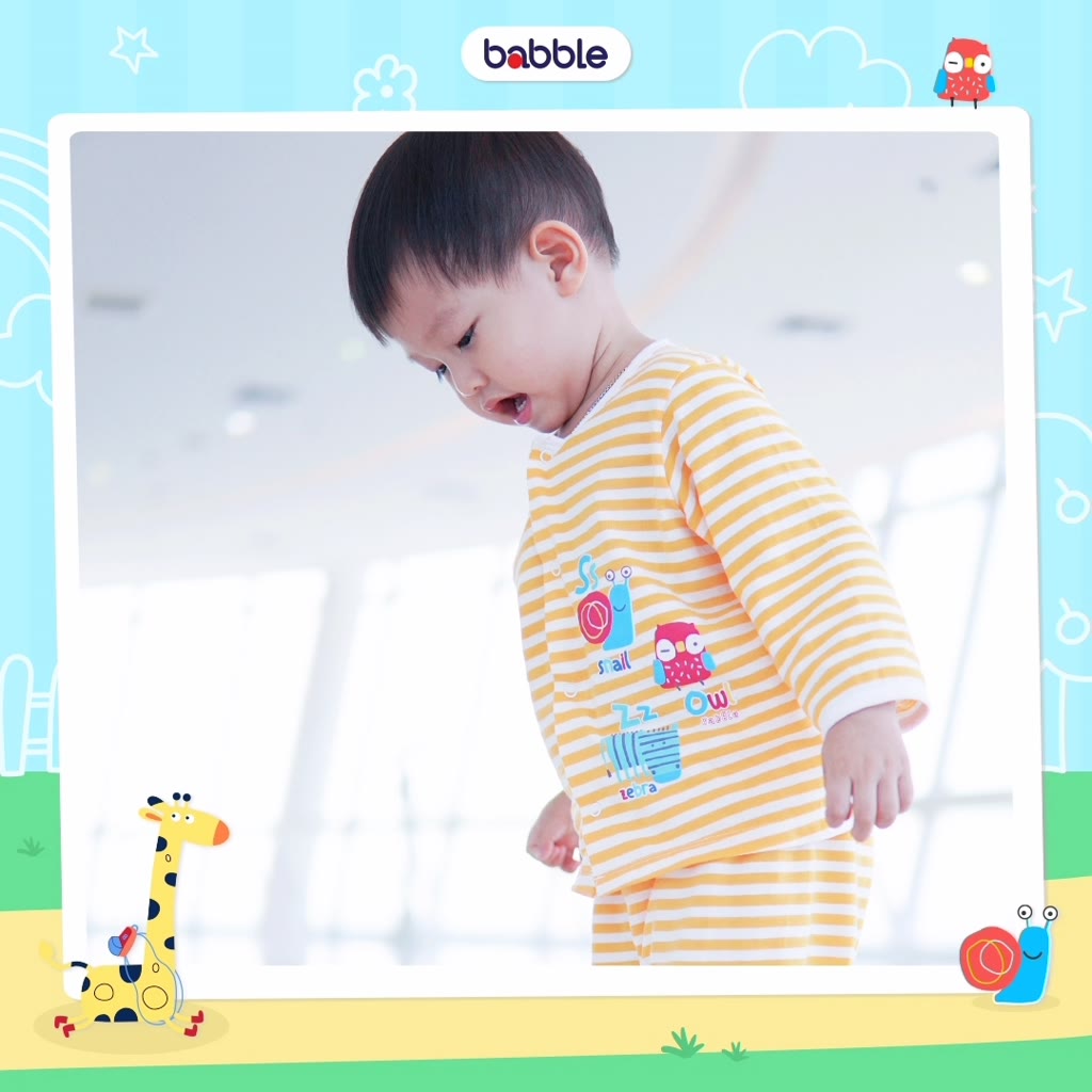 babble-ชุดนอนเด็ก-ชุดเซตเด็ก-อายุ-3-เดือน-ถึง-2-ปี-คอลเลคชั่น-lets-have-fun-สีส้ม-สีเขียว-bsl