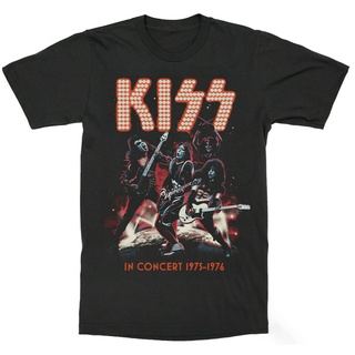 เสื้อยืดสีขาวเสื้อยืด พิมพ์ลาย Kiss-Band In Concert 1975-1976 World Tour Fan สําหรับผู้ชายS-4XL
