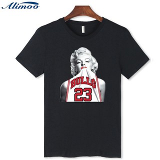 【🔥🔥】Alimoo มีไซส์ใหญ่ ผู้ชาย &amp; ผู้หญิง เสื้อยืดผ้าฝ้ายแขนสั้นพิมพ์ลาย Marilyn Monroe สำหรับผู้ชาย XXS-3XL