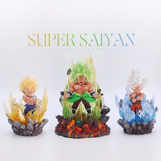 ของเล่นฟิกเกอร์ Dragon Ball Super Ultra Instinct Siliver Son Goku Green Broly LED PVC ขนาด 15 ซม. ของขวัญ สําหรับเด็ก