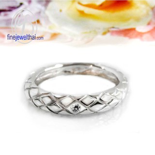 Finejewelthai แหวนเพชร-แหวนเงิน-เพชรสังเคราะห์-เงินแท้-แหวนหมั้น-แหวนแต่งงาน-Diamond CZ-Silver-Wedding-Ring - R1203cz