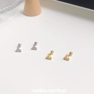 earika.earrings - crystal clover piercing จิวหูเงินแท้จี้โคลเวอร์ (มีให้เลือกสองสี) (ราคาต่อชิ้น) เหมาะสำหรับคนแพ้ง่าย