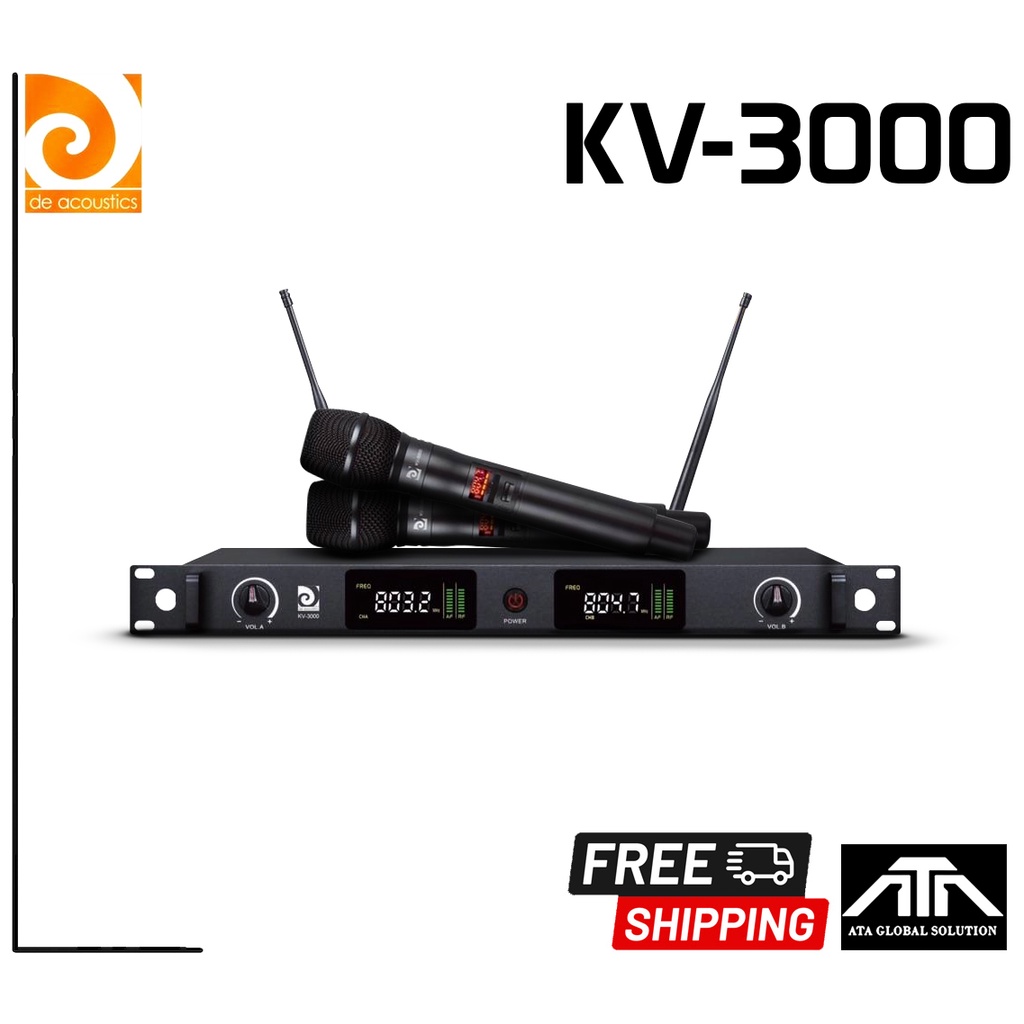 ไมค์ลอย-de-acoustic-kv3000-ปรับความถี่ได้-พร้อมกระเป๋าเก็บไมค์-ความถี่ใหม่-ที่ขออนุญาติ-กสทช-แล้ว-de-acoustic-kv-3000