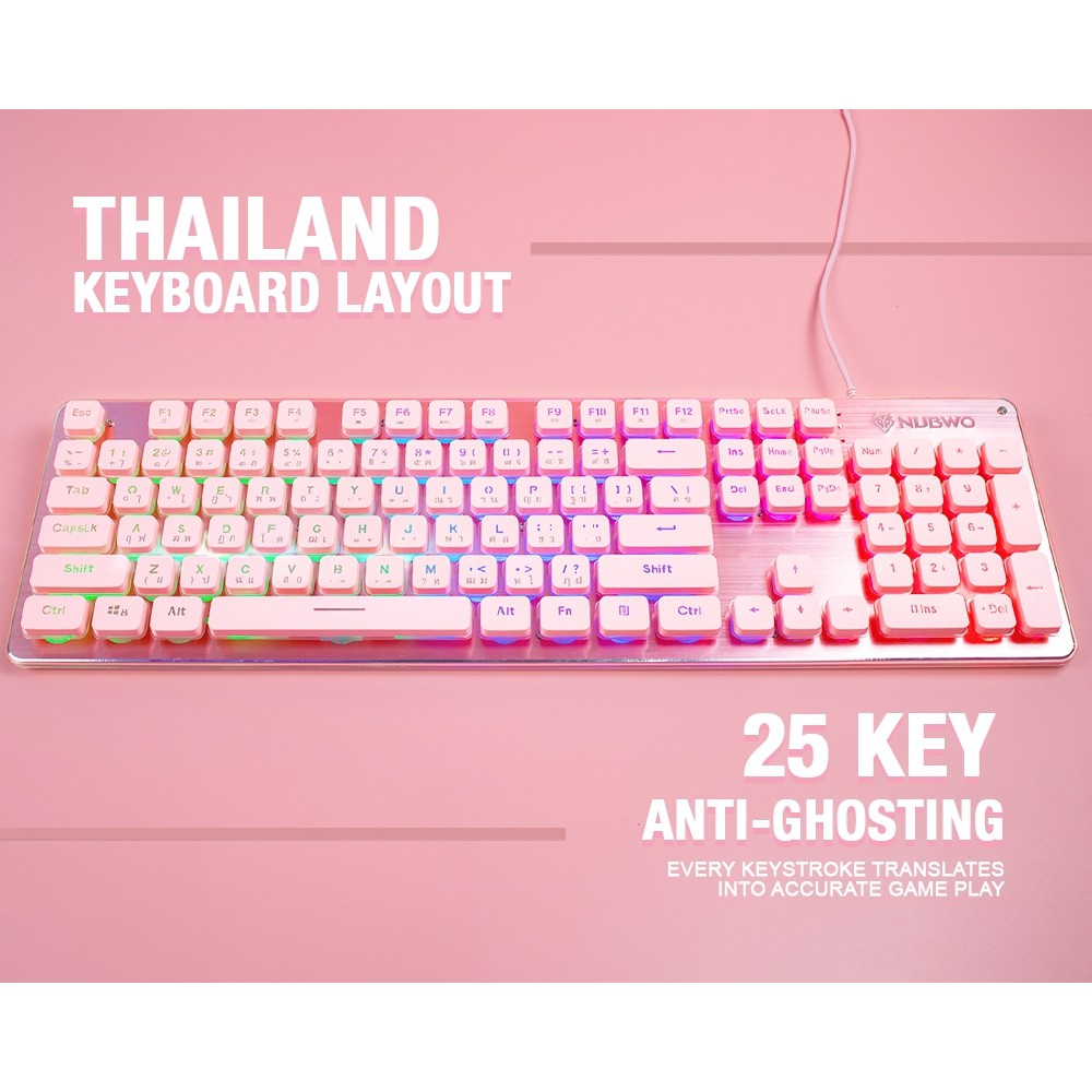 ภาพสินค้าNubwo Gaming Keyboard Fortune NK-32 คีบอร์ดเกมมิ่ง ไฟรุ้ง7สี (คีบอร์ดภาษาไทย) ประกันศูนย์ 1 ปี จากร้าน huskshop บน Shopee ภาพที่ 2