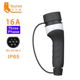 Feyree อะแดปเตอร์ซ็อกเก็ตชาร์จไฟฟ้า EV Type2 ตัวเมีย 16A 32A สามเฟส 11KW 22KW IEC62196 สําหรับด้านข้างรถยนต์ EVSE