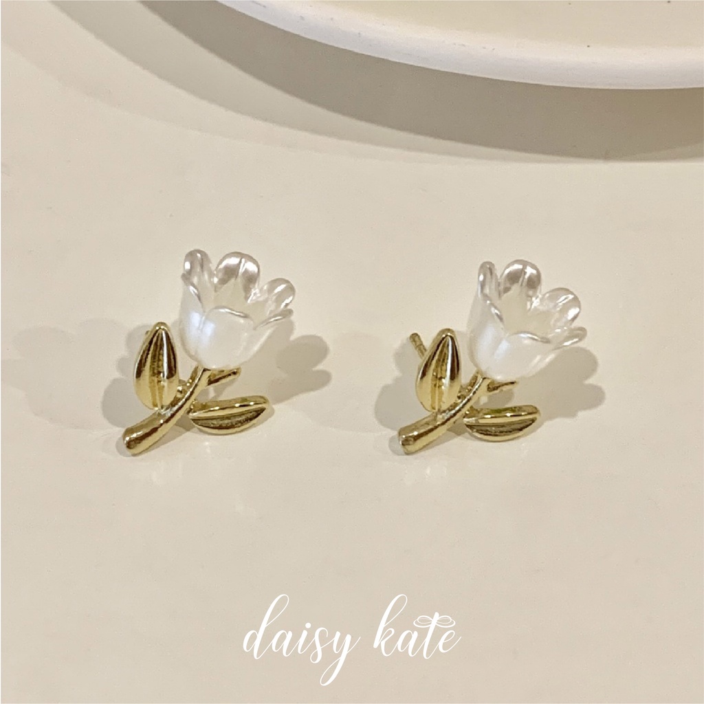 Daisy Kate ต่างหูรูปดอกทิวลิปขาว ต่างหูแฟชั่น ก้านเงิน S925 Shopee