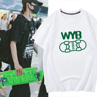 เสื้อยืดผ้าฝ้ายแขนสั้นพิมพ์ลาย Wang Yibo แฟชั่นสตรี