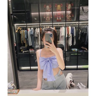 🦋เสื้อครอปโบว์หน้า มีสม็อกด้านหลังใส่แล้วน่ารักม๊ากกก