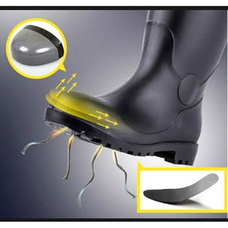เช็ครีวิวสินค้า[ลด15% ใช้โค้ด INCJAL15]รองเท้าบูทงานก่อสร้างหัวเหล็กพื้นเหล็ก งานก่อสร้าง