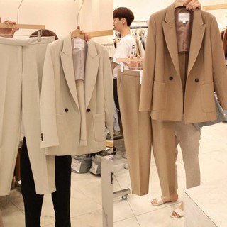 ภาพขนาดย่อของสินค้าชุดสูทผู้หญิงลดราคา 7 วันโปรโมชั่น สูทผู้หญิง 2 ชิ้น เสื้อ+กางเกง สไตล์เกาหลี ️